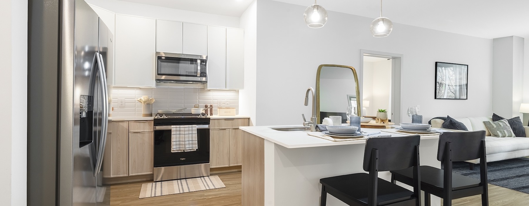 kitchen with stainless steel appliances and an island