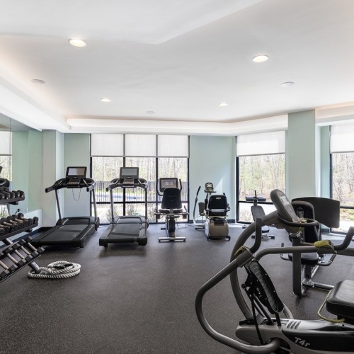 Get your workout on fitness center with exercise equipment