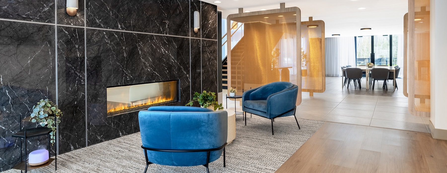 seating area with a fireplace