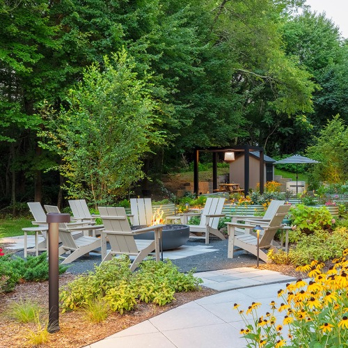 All the comforts of luxury living lawn chairs around fire pit
